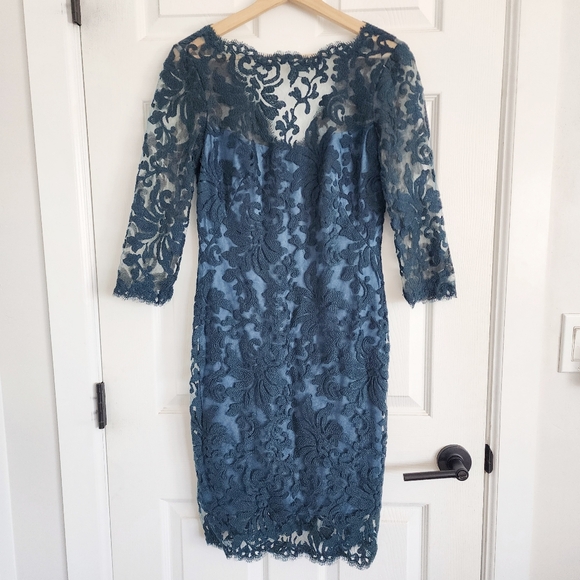 Tadashi‎ Shoji Embroidered Floral Sheer Sheath Dress - Picture 2 of 8